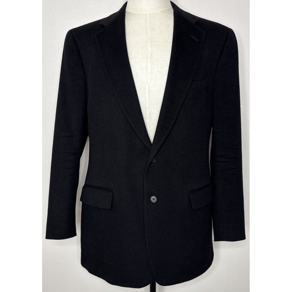 Polo Ralph Lauren Blazer 43L Black 100% Camel Hair 2 Button Single Vent